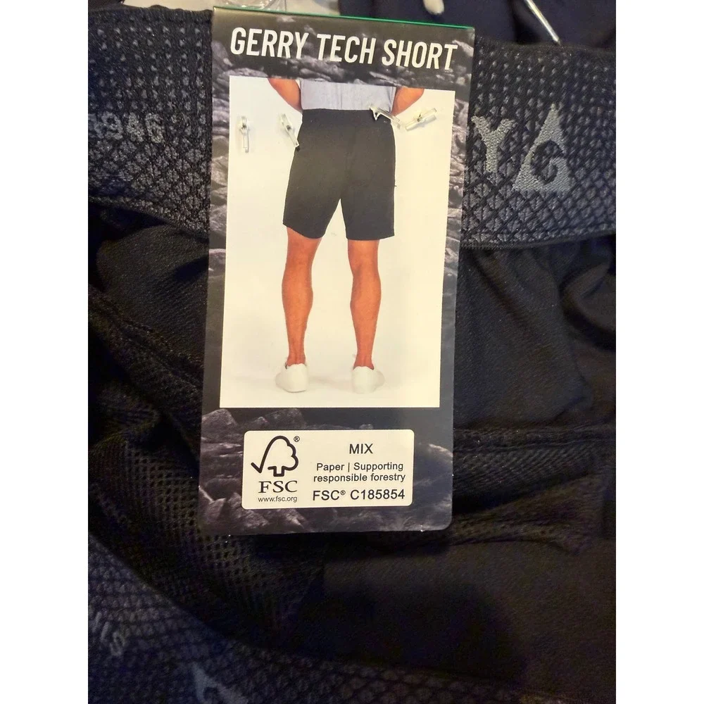 NWT Gerry Mens Black Tech Shorts Size 38 Stretch UPF 30+ Hiking Golf Gorpcore